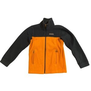 Columbia Fleece Jacket Orange Navy‎ Zip Up Kids Size Small 8 Full Zip